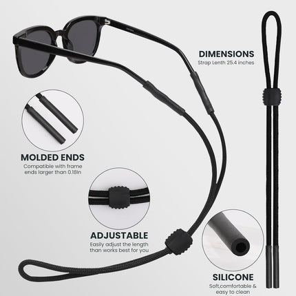 3 Pcs Glasses Strap-Adjustable Eyeglass Holders for Men, Women, and Kids - Neck Eyewear Retainer, Sports Sunglasses Strap, Lanyard