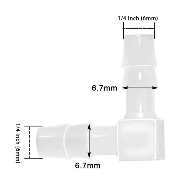 Plastic 1/4 Hose ID 90 Degree Elbow Barb Fitting 6 Pcs Equal Barbed Joint Splicer Mender Adapter Union – product detail