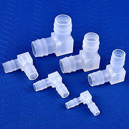 Plastic 1/4” Hose ID 90 Degree Elbow Barb Fitting, 6 Pcs Equal Barbed Joint Splicer Mender Adapter Union Adapter for Boat Aquarium
