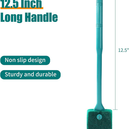Fish Tank Cleaning Tools, Aquarium Double Sided Sponge Brh, Algae Scraper Cleaner with Long Handle