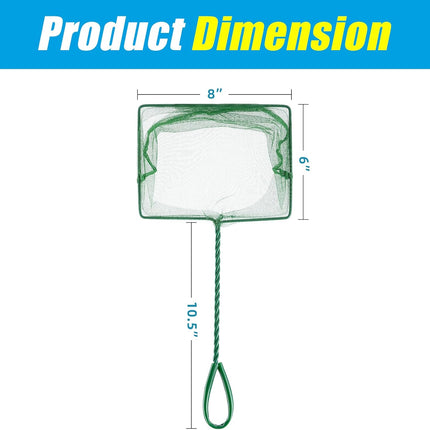 8 Inch Aquarium Fish Net, Wastes Skimming Cleaning Tool with Firm Handle for Fish Tanks Small Ponds