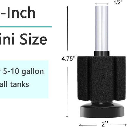 Aquarium Bio Sponge Filter Breeding Fry Betta Shrimp Nano Fish Tank (Small up to 10Gal)