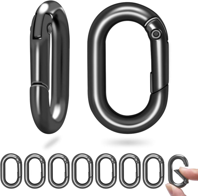 10Pack 1 Inch Small Carabiner Clip Metal Tiny Oval Carabiner Spring O Rings Hooks for Paracord (Gunmetal