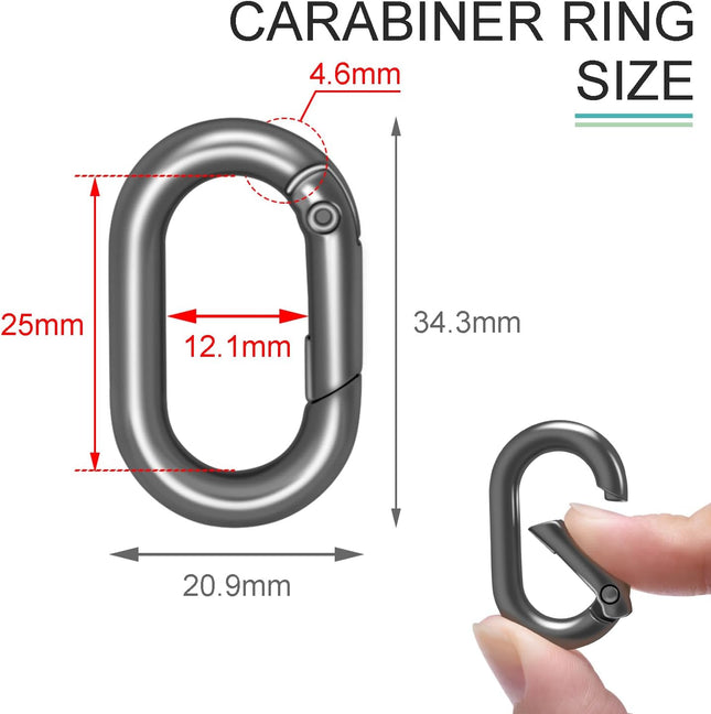 10Pack 1 Inch Small Carabiner Clip Metal Tiny Oval Carabiner Spring O Rings Hooks for Paracord (Gunmetal – product detail