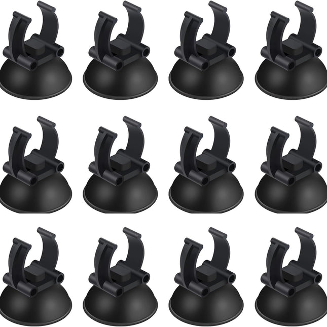12 Pack Aquarium Suction Cups with Clip Black,for 1" Standard Aquarium Heater, Tubing Hose, Plant Fish Tank