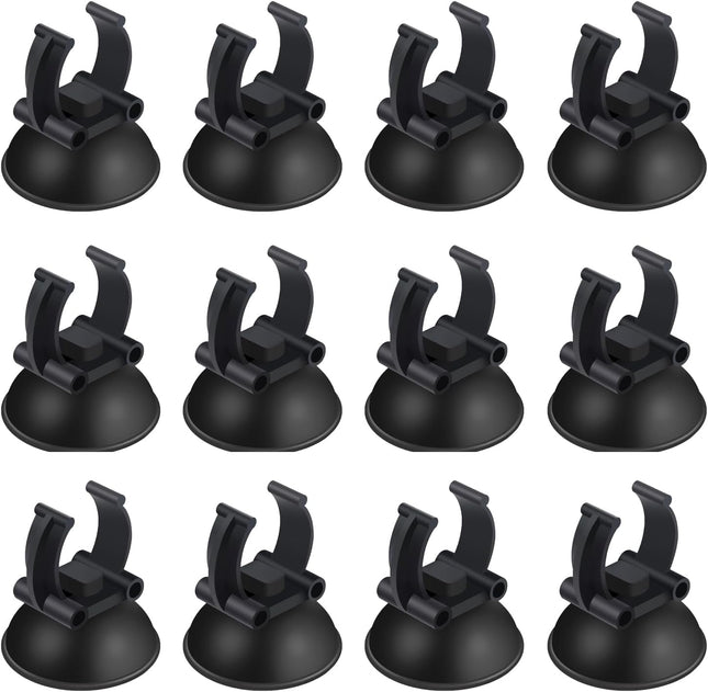 12 Pack Aquarium Suction Cups with Clip Black for 1 Standard Aquarium Heater Tubing Hose Plant Fish Tank