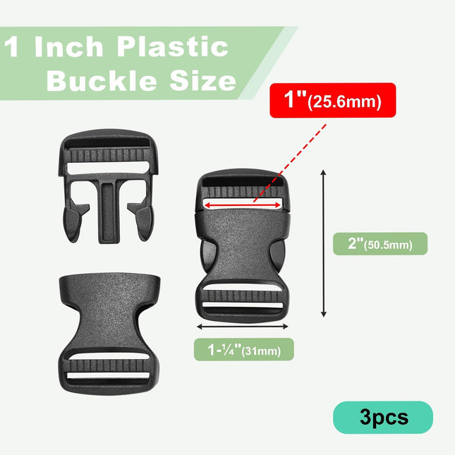 3pcs 1 Inner Dia.Plastic Buckles for Strap Replacement Quick Side Release Buckles Outdoor – product detail