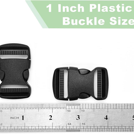 3pcs 1" Inner Dia. Plastic Buckles for Strap Replacement, Quick Side Release Buckles Outdoor Camping Backpack Clips for Dog Collar Nylon Webbing Belt Clip Dual Adjustable