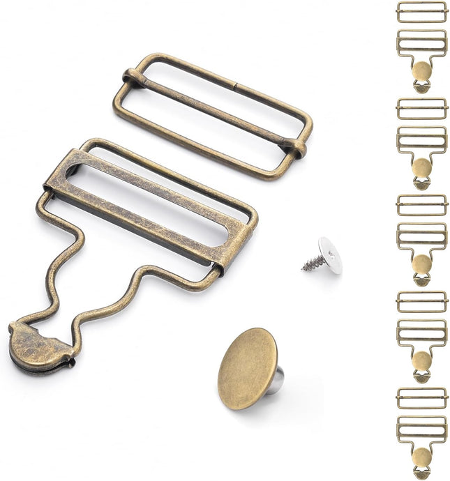 CooBigo 6 Sets Metal Overalls Buckles 1-1/2 Overall Replacement Clasp Clips with Adjustable Tri Glide