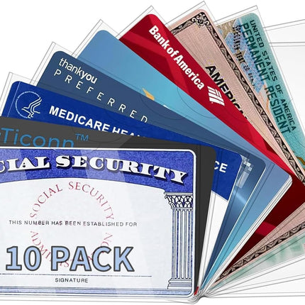 10 Pack Social Security Card Protector Medicare New Credit Card Holder,24 Mil Soft Clear Card for Waterproof SSN Card Protector，ID/Debit/Credit Card Covers Sleeve(10)