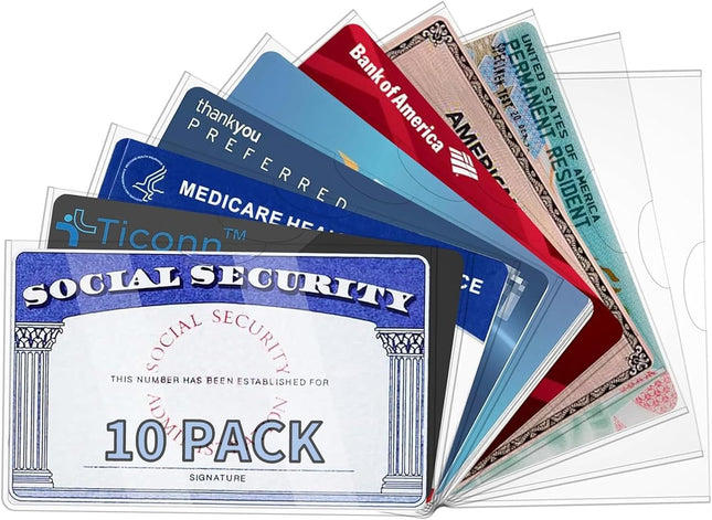 10 Pack Social Security Card Protector Medicare New Credit Card Holder 24 Mil Soft Clear V1258-DP02-D-200