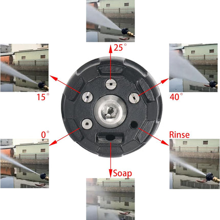Pressure Washer Nozzle, 6-in-1 Quick Change over and Adjtable, Power Washer Tips Replacement with 1/4 inch Quick Connector, MAX 4000PSI for Pressure Washer