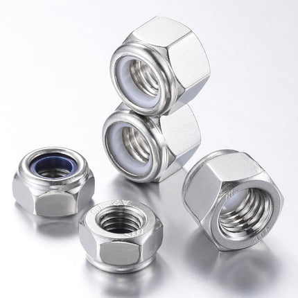 (50pcs) M8 Self Clinching Nuts 304 Stainless Steel Self-Lock Nylon Inserted Hex Lock Nuts