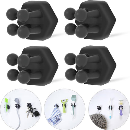Silicone Toothbrh Holders for Bathroom - Adhesive Shower Toothbrh Holder Wall Mounted, Multi-Function Hook Waterproof Razor Holder Single Hook, Utility Plug Holder for Kitchen Living Room Office