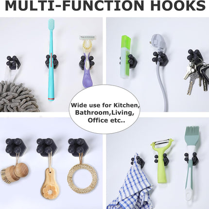 Silicone Toothbrh Holders for Bathroom - Adhesive Shower Toothbrh Holder Wall Mounted, Multi-Function Hook Waterproof Razor Holder Single Hook, Utility Plug Holder for Kitchen Living Room Office