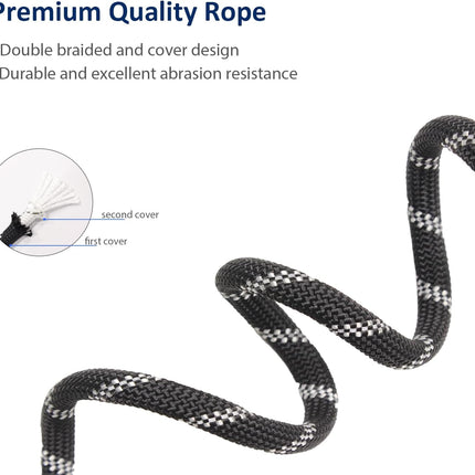 Dog Training Slip Leash, No Pull, Durable Reflective Lead, Puppy Heavy Duty Loop Rope, Comfortable Handle, 6 ft, 3/8 inch, diam. Black/White