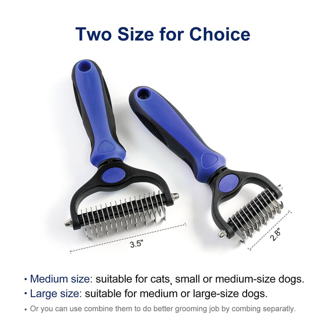 Grooming Rake for Dogs & Cats Double-Sided Deshedding Brh Extra-Wide Dematting Tool Slicker Comb – product detail