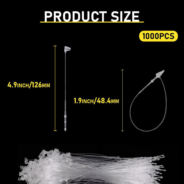 1000Pcs Hang Prices Tag Fasteners 5 Inch Snap Lock Pins Plastic Tags for Clothing Mark Shoe – product detail