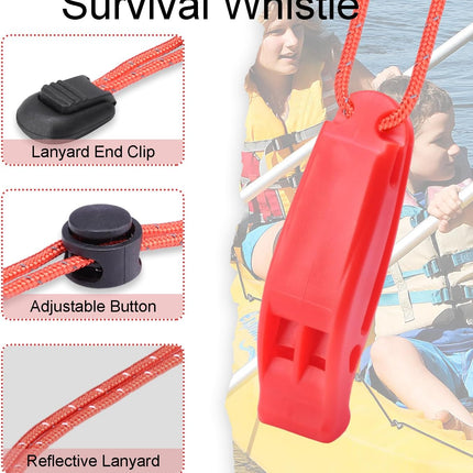 CooBigo 4Pcs Emergency Whistles, Loud Shrill Safety Whistle with Reflective Lanyard for Climbing Hiking Camping Boat Kayak