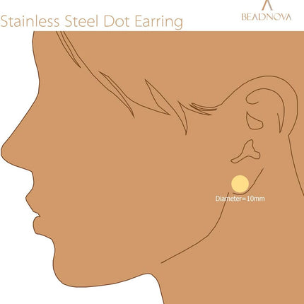 Stud Earrings Flat Post Earrings Circle Piercing Disc Stainless Dot Earrings for Women (2-10mm, Gold, 1-3 Pairs)