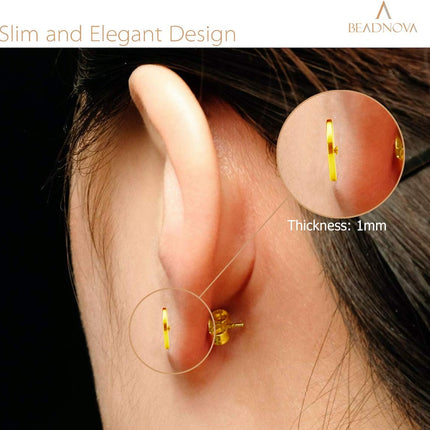 Stud Earrings Flat Post Earrings Circle Piercing Disc Stainless Dot Earrings for Women (2-10mm, Gold, 1-3 Pairs)