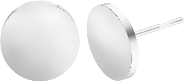 Stud Earrings Flat Circle Piercing Dot Earrings Stainless Disc Post Earrings for Women (2-10mm Silver 1-3