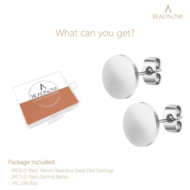 Stud Earrings Flat Circle Piercing Dot Earrings Stainless Disc Post Earrings for Women (2-10mm Silver 1-3 – product detail