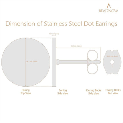 Stud Earrings Flat Circle Piercing Dot Earrings Stainless Disc Post Earrings for Women (2-10mm, Silver, 1-3 pairs)