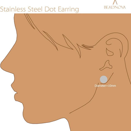 Stud Earrings Flat Circle Piercing Dot Earrings Stainless Disc Post Earrings for Women (2-10mm, Silver, 1-3 pairs)