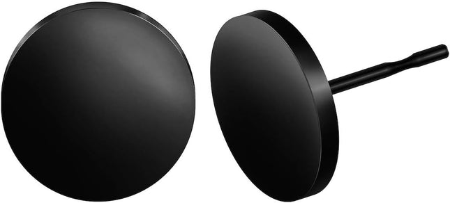Stainless Steel Stud Earrings Flat Circle Dot Earrings Fake Plugs Black Stud Piercing Post Earrings Fake