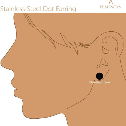 Stainless Steel Stud Earrings Flat Circle Dot Earrings Fake Plugs Black Stud Piercing Post Earrings Fake Gauges for Men (2-10mm, Black, 1-3 pairs)