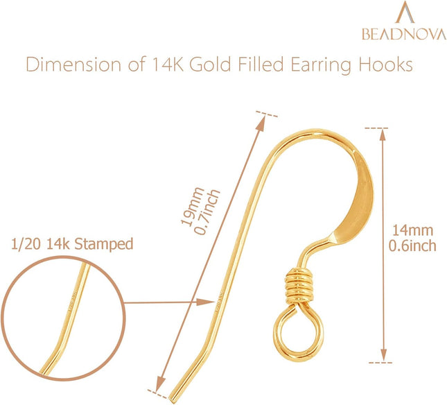 Earring Hooks 4pcs 14k Gold Filled Earring Kits with Rubber Backs Ear Wire Hook for – product detail