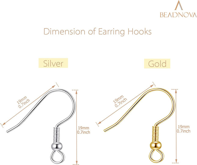 200pcs Mix Earring Hooks & Backs Silver & Gold 100pcs Hooks & 100pcs Backs DIY Earring Supplies – product detail