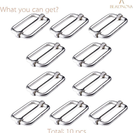 Adjtable Slide Buckle 1 Inch Triglide Slides Metal Webbing Slider For Strap Belt Backpack Handbag DIY (10 Pieces, Silver Color)