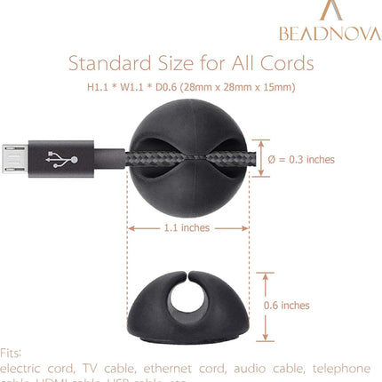 Cable Clips Cord Organizer Cable Management Wire Cord Holder 1 Slots Adhesive Wire Holder for Car Charging Accessory PC Office Home (Black, 8 pcs)