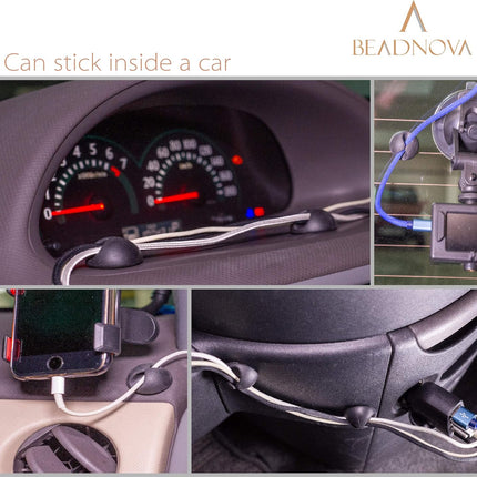 Cable Clips Cord Organizer Cable Management Wire Cord Holder 1 Slots Adhesive Wire Holder for Car Charging Accessory PC Office Home (Black, 8 pcs)