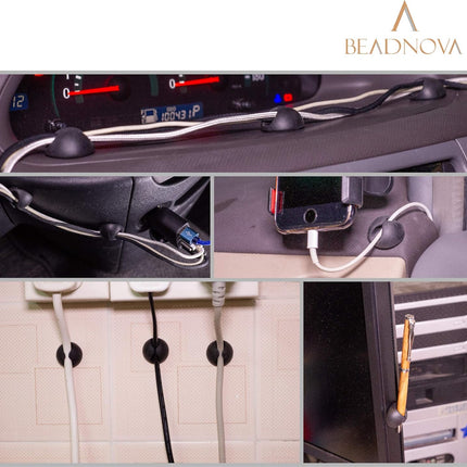 Cable Clips Cord Organizer Cable Management Wire Cord Holder 1 Slots Adhesive Wire Holder for Car Charging Accessory PC Office Home (Black, 8 pcs)