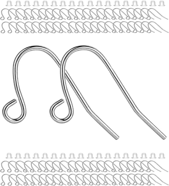 Earring Hooks 150pcs Stainless Steel Ear Wire Kits with Rubber Backs Earring Hook for Jewelry