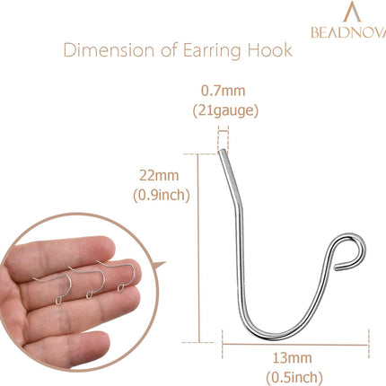 Earring Hooks 150pcs Stainless Steel Ear Wire Kits with Rubber Backs Earring Hook for Jewelry Making DIY Earwires Supplies (150pcs Ear Wires and 150 pcs Backs, Total 300pcs)
