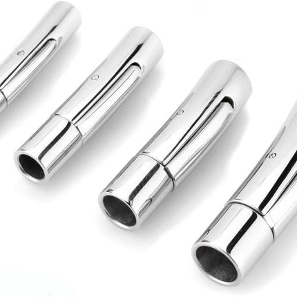 Cord Ends for Jewelry Making Leather End Caps Steel Clasp for Necklace Bracelet (2pcs / Pack, 3mm Round Cord)