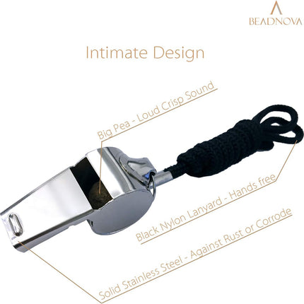 Stainless Steel Whistles with Lanyard Lifeguard Whistle Referee Whistle Metal Whistle Sports Whistle Coaches Whistle