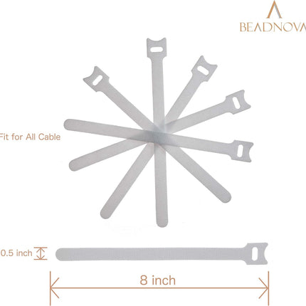 Adjtable Cable Straps Cable Ties Adjtable Cord Wire Organizer for Cord Management (8 Inches, 60 Pieces, White)