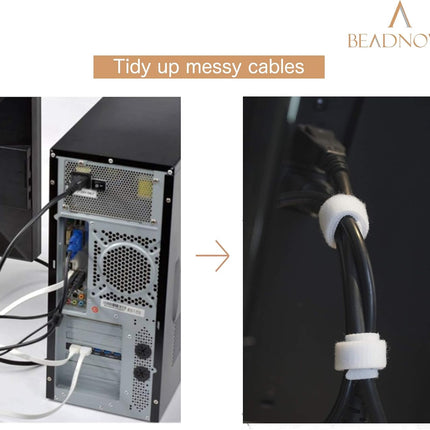 Adjtable Cable Straps Cable Ties Adjtable Cord Wire Organizer for Cord Management (8 Inches, 60 Pieces, White)