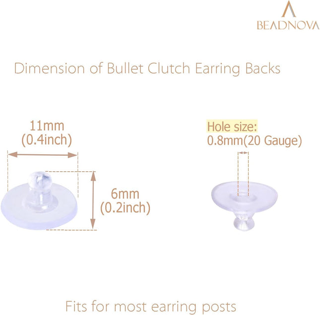 Earring Backs for Studs 240pcs Earring Backings Stoppers Pierced Ear Backings Clear Rubber Bullet Clutch – product detail