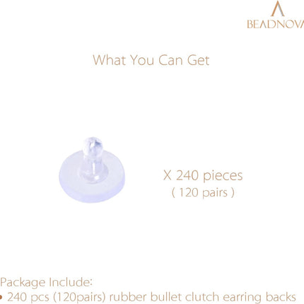 Earring Backs for Studs 240pcs Earring Backings Stoppers Pierced Ear Backings Clear Rubber Bullet Clutch Plastic Locking Ear Backs for Posts