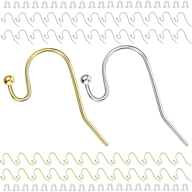 Earring Hooks 100pcs Mix Color Ball Dot Ear Wire with Rubber Backs Earwire for Jewelry V1258-DP02-D-288