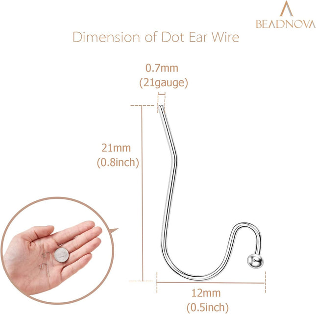 Earring Hooks 100pcs Mix Color Ball Dot Ear Wire with Rubber Backs Earwire for Jewelry – product detail