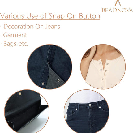 Snaps Buttons for Sewing Leather Snaps Button Press Sewing Tools Fastener Tools for Clothes (106 Sets, 3 Sizes)