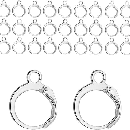 Leverback Earring Hooks 60pcs French Ear Wire Lever Back Earwire for Jewelry Making Crafting (Silver)