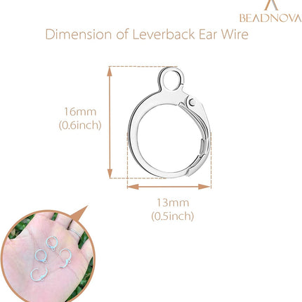 Leverback Earring Hooks 60pcs French Ear Wire Lever Back Earwire for Jewelry Making Crafting (Silver)